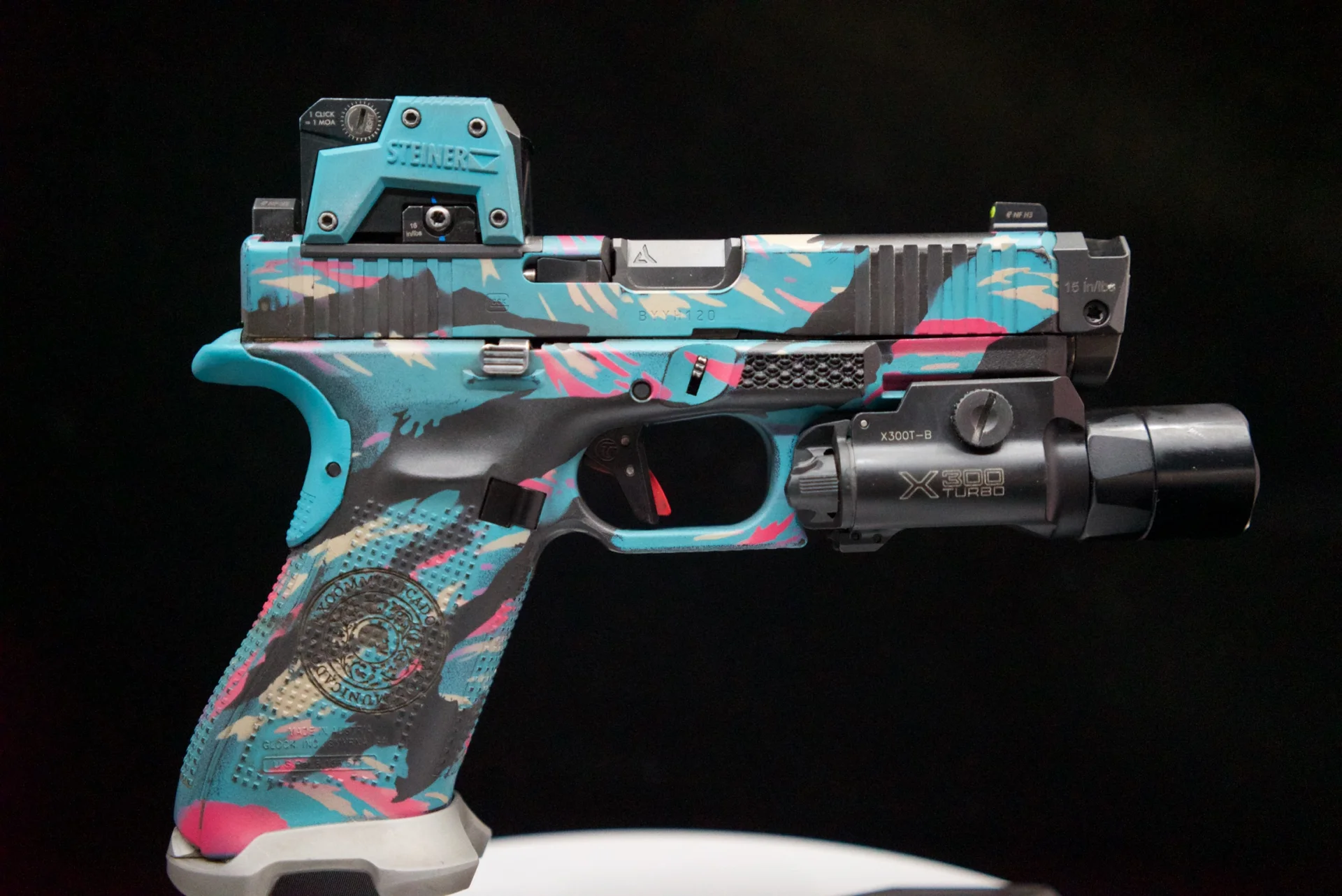 Cerakote finish detail on a custom firearm build